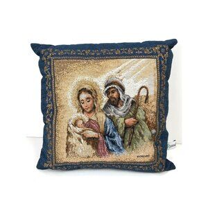 Giordano Holy Family Tapestry Decorative Pillow Riverdale USA Christmas Nativity